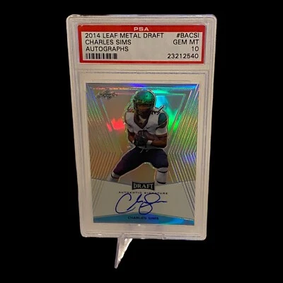 2014 Leaf Metal Draft Base Auto Charles Sims #BA-CS1 Rookie Auto RC PSA 10 WVU - Image 1 of 2