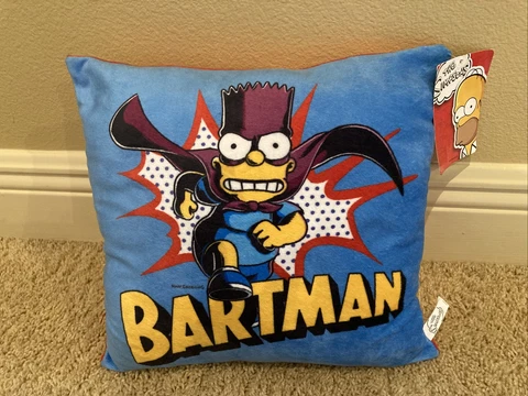 Bart Simpson Bartman Pillow 10” New W/Tags Collectible 90’s TV Cover