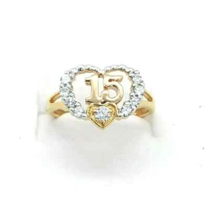 1 Ct Real Moissanite 15 Number Women's Engagement Ring 14K Yellow Gold Plated - Picture 1 of 6