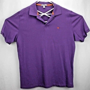 Peter Millar Mens Golf Polo Shirt Size L S/S Purple with Orange Accents & Logo - Picture 1 of 5