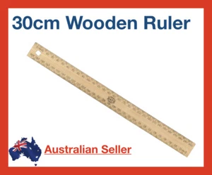 30cm Wooden Ruler Standard Metric Brown Quality Geometry School Balsa School New - Picture 1 of 4