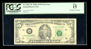 DBR 1988-A $5 FRN San Francisco STAR Fr. 1981-L* PCGS 15 Serial L03106906* - Picture 1 of 2