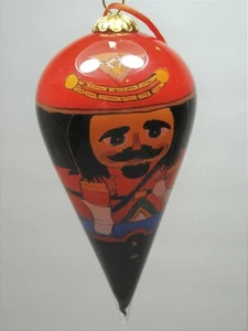 Christmas Ornament Glass Toy Soldier Hand-Painted On The Inside Red and Black - Picture 1 of 4