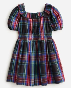 Crewcuts Girls Tartan Plaid Square Neck Elasticized Waist Dress, 8, Black - Picture 1 of 8