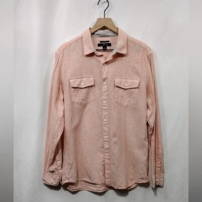 Marc Anthony Linen Cotton Button Shirt Mens M Orange Casual Comfy Office Career - Image 1 of 4