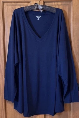 CAMISETA TÓRRIDA MANGA LARGA CUELLO EN V MEZCLA DE ALGODÓN TOP 6 6X 6XL 30 NUEVA Foto 1 de 4