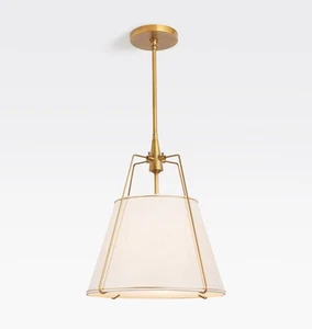 Rejuvenation Conical 16" Pendant Light Brass White Shade Williams Sonoma NIB - Picture 1 of 7