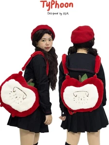 Mochila de felpa verde/rojo con forma de manzana para niñas Bolso mensajero Lindo regalo de Navidad para niñas - Imagen 1 de 23