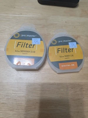 62 MM Filters 2-ND1000X (3.0) CODE 8751  1-ND8X (.9) NEUTRAL DENSITY FILTR - Image 1 of 2