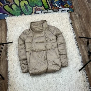 Add down jacket hoodie size 34 women Duck Down Beige waw552 Puffer - Picture 1 of 12