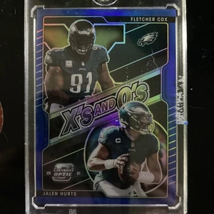 2021 Panini Contenders Optic Xs and Os Blue Prizm /99 Fletcher Cox Jalen Hurts - Picture 1 of 3