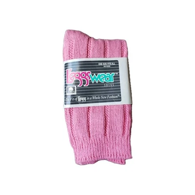 NUEVO DE COLECCIÓN Calcetines L'eggs Wear Rosa Crew Años 80 1 Par Para Mujer Talla Única Nueva Ola Nuevo de Lote Antiguo Foto 1 de 4