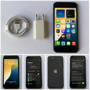 Apple iPhone SE 2020 128 Go Noir + Accessoires NEUFs + Câble USB NEUF -fissure - Photo 1/15