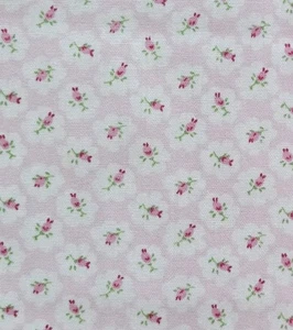 Vintage Pink Mini Roses Cotton Fabric 2 Yds Ditzy 1950s Country Cottage Quilt - Picture 1 of 4