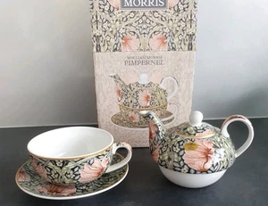 William Morris Pimpernel Design Fine China Tea For One Set Teapot, Cup & Saucer  - Picture 1 of 11