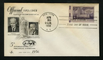 1956 FDC sc 1076 New York Coliseum First Day Cover New York, New York FIPEX 1 - Image 1 of 2