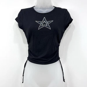 Vintage Y2K Bebe Baby T-Shirt Damen S Stern Fee Grunge Strass Cinched Punk Crop - Bild 1 von 10