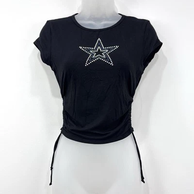 复古 Y2K Bebe 婴儿 T 恤女式 S Star Fairy Grunge 水钻夹式朋克作物 — 第 1/4 张图片