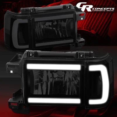 PAR DE FAROS BARRA DRL LED TRANSPARENTE AHUMADO PARA FORD F150 F250 F350/BRONCO 1987-1991 Foto 1 de 4