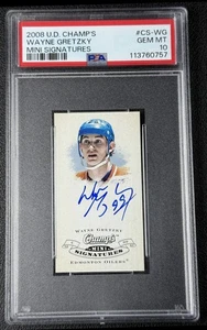 POP 1 WAYNE GRETZKY PSA 10 2008-09 UPPER DECK UD CHAMP'S MINI SIGNATURES AUTO SP - Picture 1 of 2