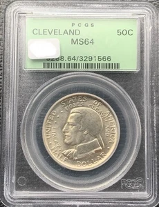 1936 50c Cleveland Commemorative Silver Half Dollar PCGS MS64 OGH - Picture 1 of 4