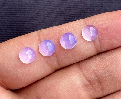 Lavender Quartz Smooth Round Cabochon, Loose Gemstone, 7x7 MM 2 Pieces 3Ct. - Image 1 of 2