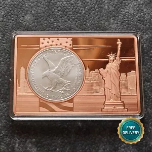 2024 1OZ Silver US American Eagle Walking Liberty in 3OZ Copper Bar ONLY 5000pc - Picture 1 of 11