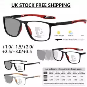 Multifocal Progressive Varifocal Reading Glass Photochromic Anti-blue +1.0 ~+3.5 - Picture 1 of 15
