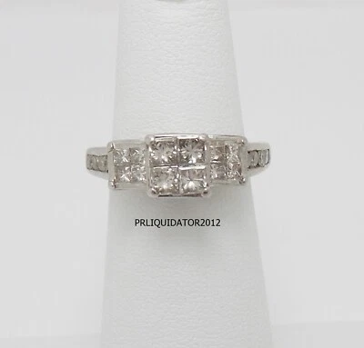 Anillo de compromiso de boda de aniversario de diamantes naturales de 1 quilate de oro blanco de 10 quilates Foto 1 de 4