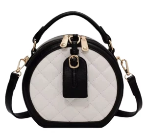 Women’s Luxury Round Leather Crossbody Handbag Shoulder Zip Purse - Picture 1 of 8