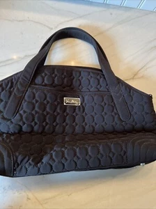 Vera Bradley GLENNA Black Quilted MICROFIBER Top Handle BAROQUE Interior & Strap - Picture 1 of 9