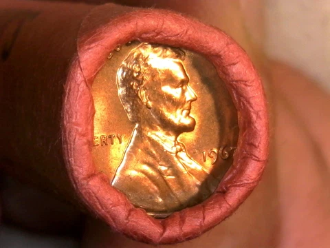 1967 P-  Lincoln Memorial Cent-1 Roll OBW-Original Bank Wrapped -BU/Uncirculated Cover