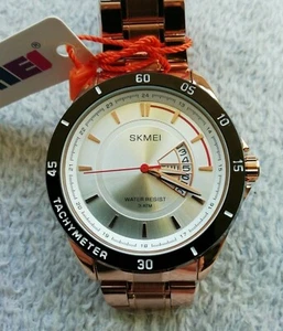 SKMEI Herren 1641 Wasserdicht Leuchtend Date Woche Edelstahl Quarz Roségold - Bild 1 von 6