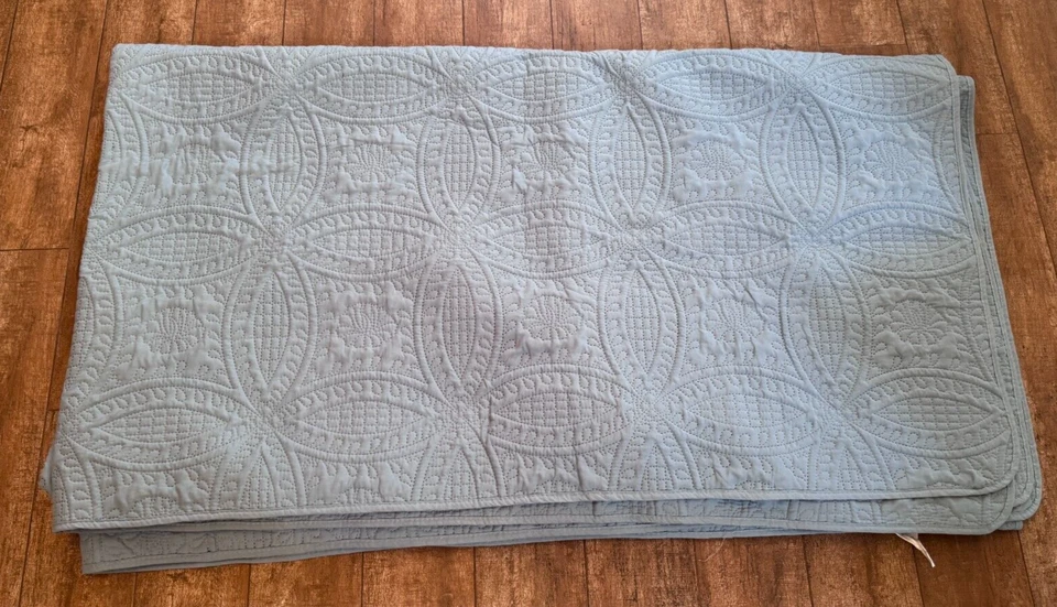 King size Chezmoi Blue comforter blanket bed Machine Washable Coverlet pale - Image 1 of 4