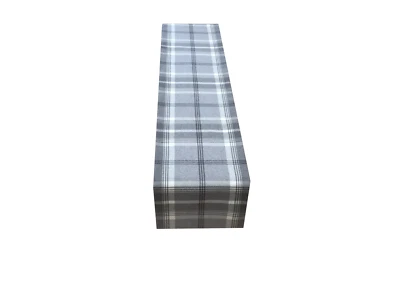 Balmoral Dove Grey Tartan Tweed Faux Wool lined table/Bed wedding runner made UK - Image 1 of 3