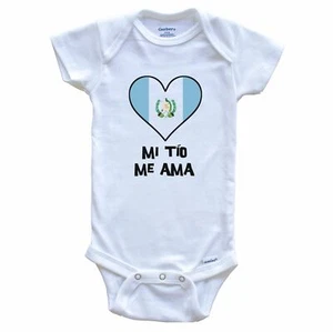 My Uncle Loves Me Spanish Language Guatemala Flag Heart Baby Bodysuit - Picture 1 of 2
