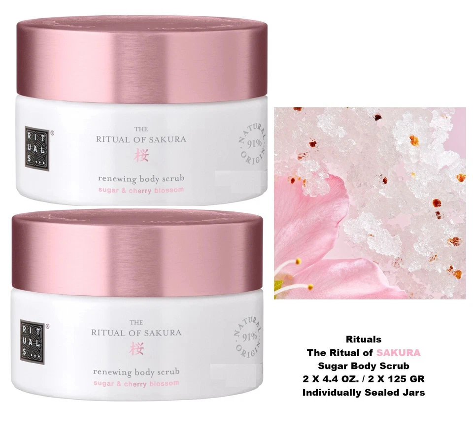 2 PC Rituals The Ritual of Sakura Sugar Body Scrub 2 X 4.4 oz. SEALED JARS - Image 1 of 1