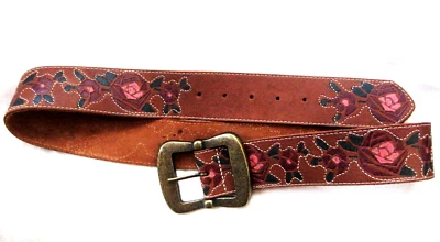 Vintage Betsey Johnson Brown Floral Leather Belt Ladies Size M NEW NWOT - Image 1 of 4