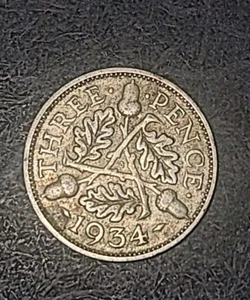 1934 ~ SIXPENCE KING GEORGE V GREAT BRITAIN SILVER WORLD COIN  - Picture 1 of 2