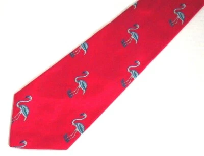 Corbata Polo Ralph Lauren Para Hombre Rosa Caliente Estampado Flamenco Pájaros 100% Seda 57" Foto 1 de 4