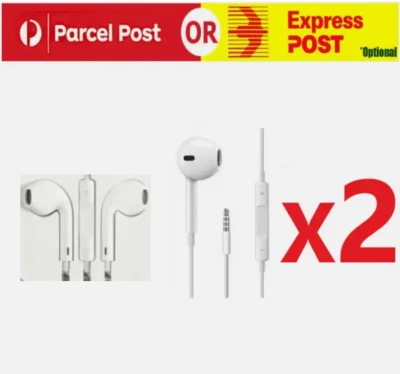 2x 3.5mm Earphones Headphones Headset Handsfree For Apple iPhone 4 5 6 Android - image 1 of 3