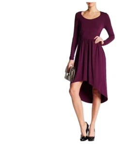 Tart Womens Purple Scoop Neck Long Sleeves Hi Low Knit Midi Dress Sz XS NEW - Picture 1 of 6