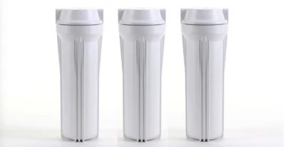 Sumidero de carcasa delgada blanco de 3 piezas de 10" para sistemas de filtro de ósmosis inversa estándar Foto 1 de 4