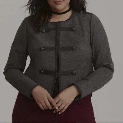 Torrid Charcoal Gray Fitted Military Blazer Jacket Size Women's Plus 4X - Image 1 of 4