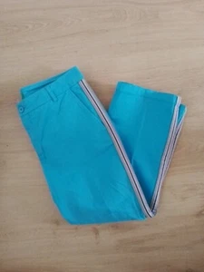 Benetton Cropped Style Chinos. Women Size 10~ 4 Pockets ~ Striped Sides - Picture 1 of 5