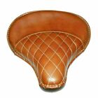 Leather Front Solo Brown Saddle Seat Diamond Stitch for Royal Enfield (Classic)