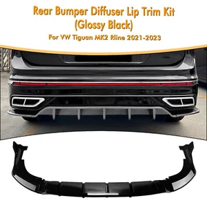 Rear Bumper Diffuser Lip For Volkswagen Tiguan R Line MK2 2021-2023 2022 Black - Picture 1 of 12