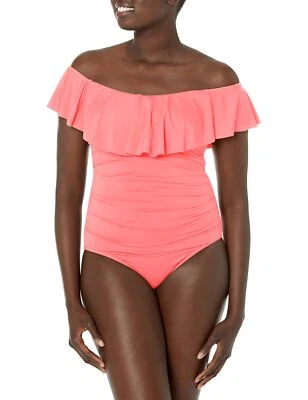 Traje de baño de una pieza para mujer La Blanca Island Goddess coral caliente talla 8 0924 Foto 1 de 4