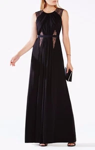 NEW BCBG MAXAZRIA BLACK STEHLA LACE-BLOCKED JERSEY GOWN NYC67J37/L479A SZ 4 - Bild 1 von 3
