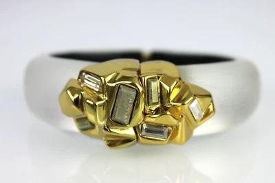 Alexis Bittar Rock Motif铰边Lucite金色手镯手链 — 第 1/4 张图片